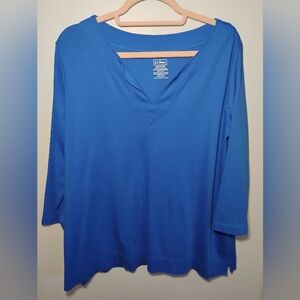 L.L.Bean 2X Plus Supima Cotton Shirt‎ - Blue 3/4 Sleeve-Excellent Condition